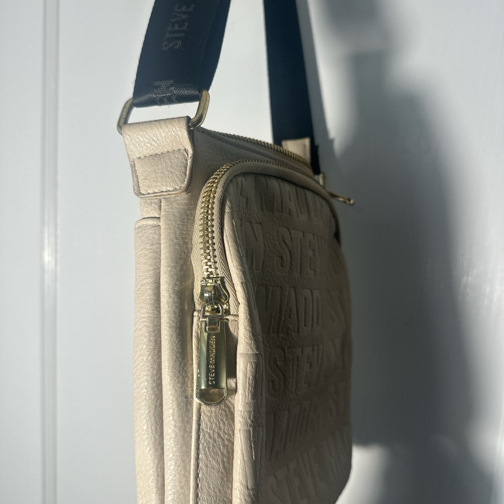 Steve Madden Beige Crossbody Bag With Gold Accents